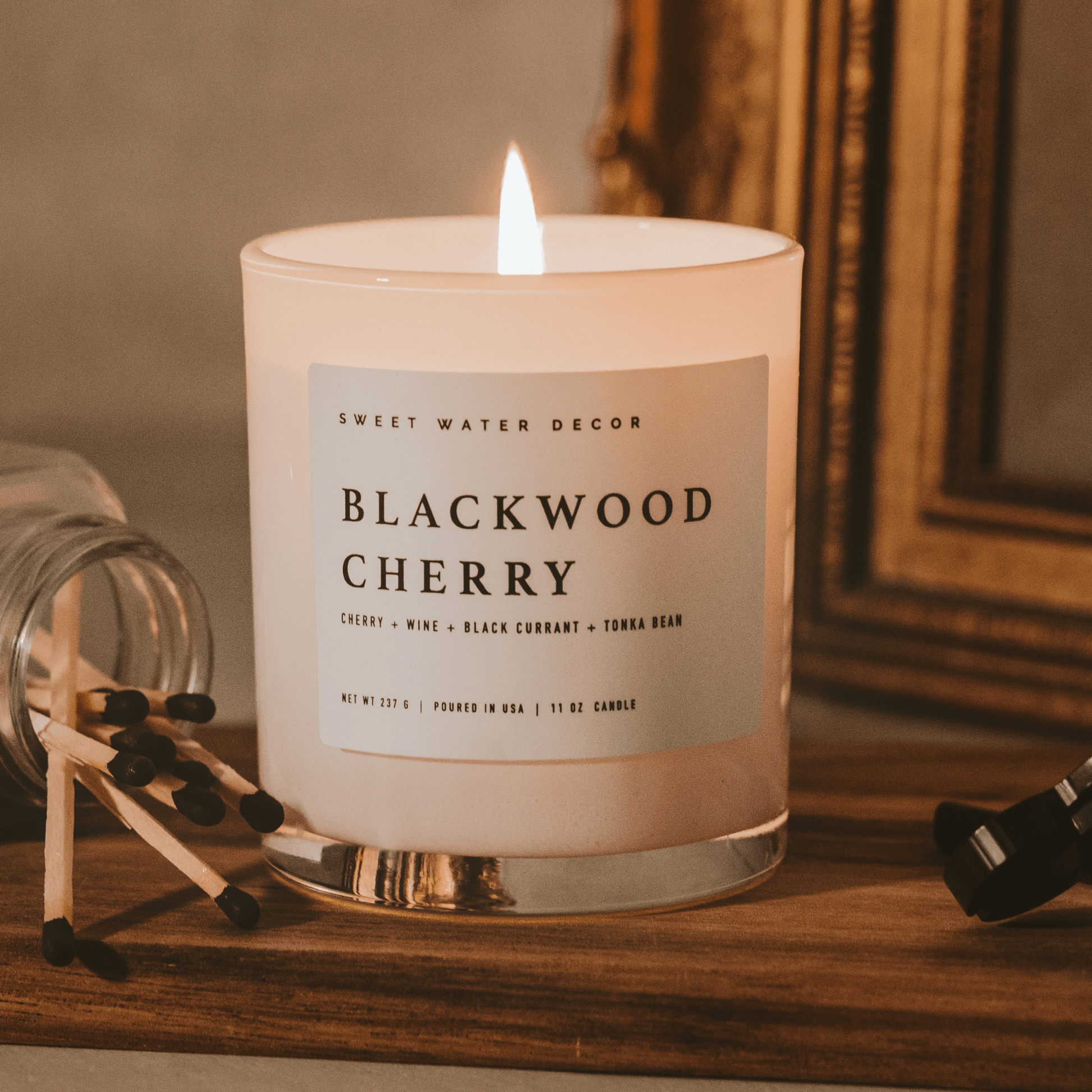 Blackwood Cherry Soy Candle - White Jar - 11 oz – Candles