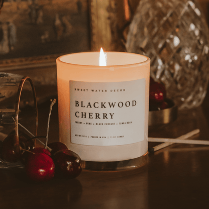 Blackwood Cherry Soy Candle - White Jar - 11 oz – Candles