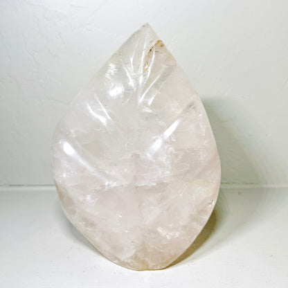 Milky Dream Quartz Crystal Leaf Carving – Exquisite Hand-Carved Design with Natural Inclusions (7.3LB) –