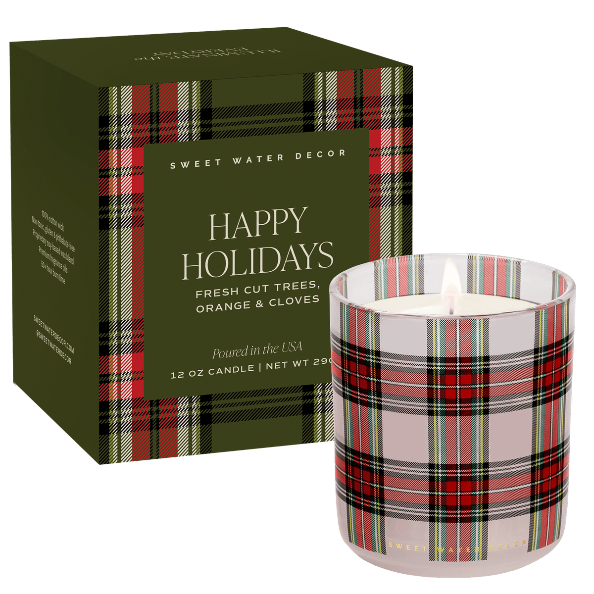 Happy Holidays Christmas Soy Blend Candle – 12 oz Gift Box