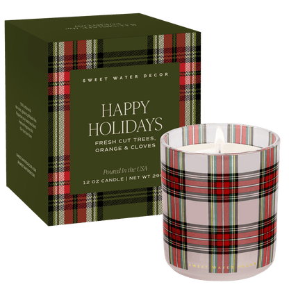 Happy Holidays Christmas Soy Blend Candle – 12 oz Gift Box