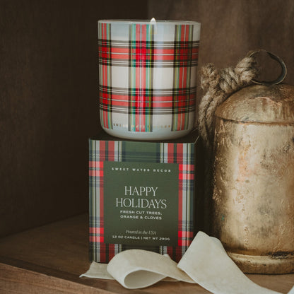 Happy Holidays Christmas Soy Blend Candle – 12 oz Gift Box
