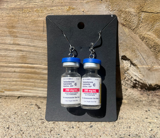 Testosterone Bottle Earrings –