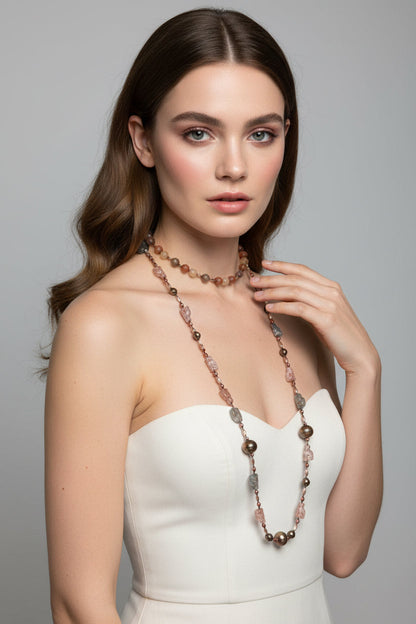 Copper Autumn Cat Long Necklace