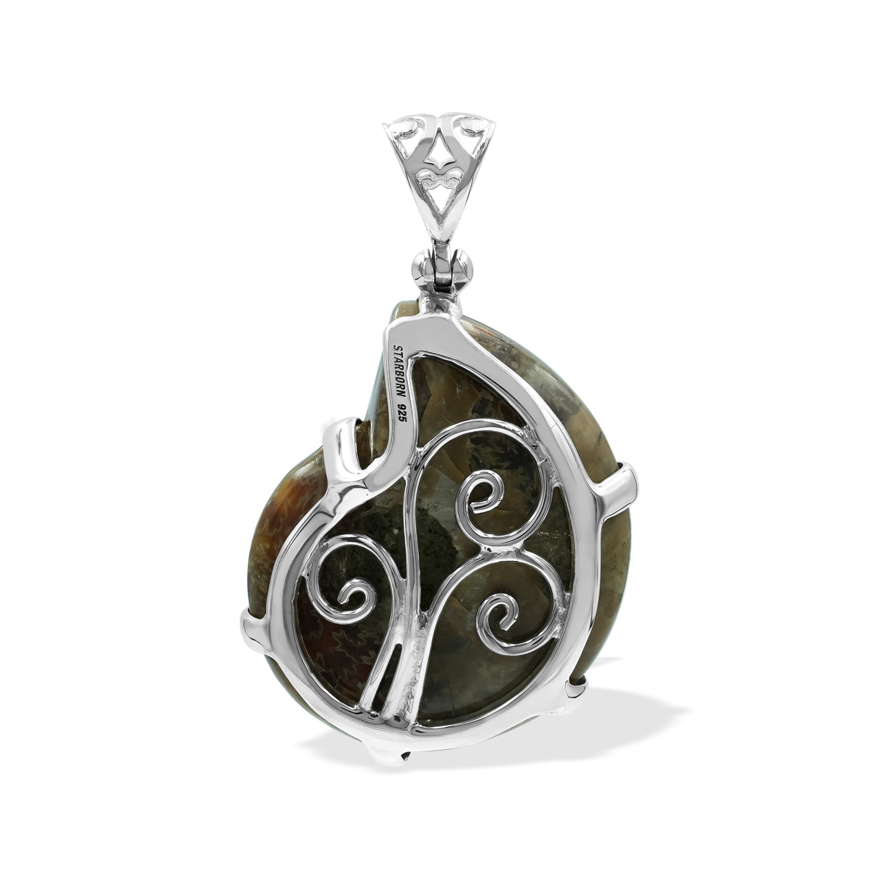 Ammonite with Ammolite Inlay in Sterling Silver