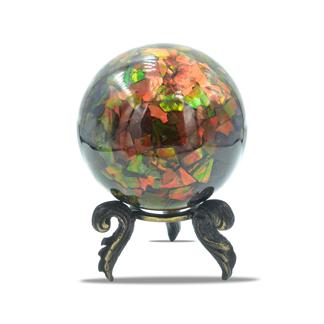 Starborn Ammolite Display Sphere with Brass Stand