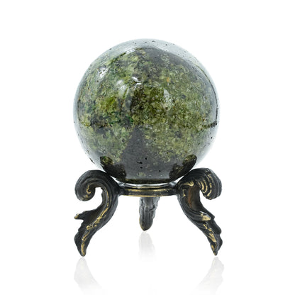 Starborn Arizona Peridot Sphere with Brass Decorative Display Stand – RP - Regular Price
