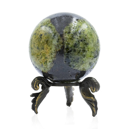 Starborn Arizona Peridot Sphere with Brass Decorative Display Stand – Large RP - Regular Price