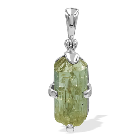 Starborn Green Apatite Crystal Pendant in Sterling Silver