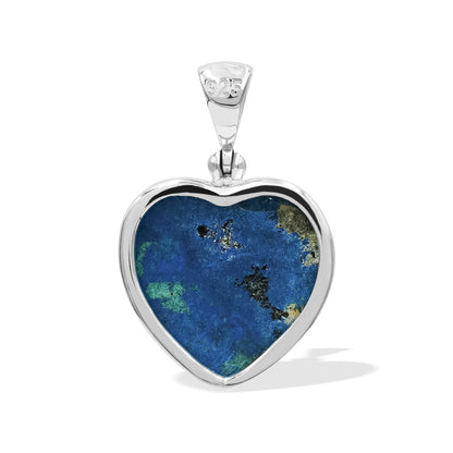 Starborn Faceted Azurite Malachite Heart Shaped Pendant with Quartz Doublet in Sterling Silver – RP - Regular Price