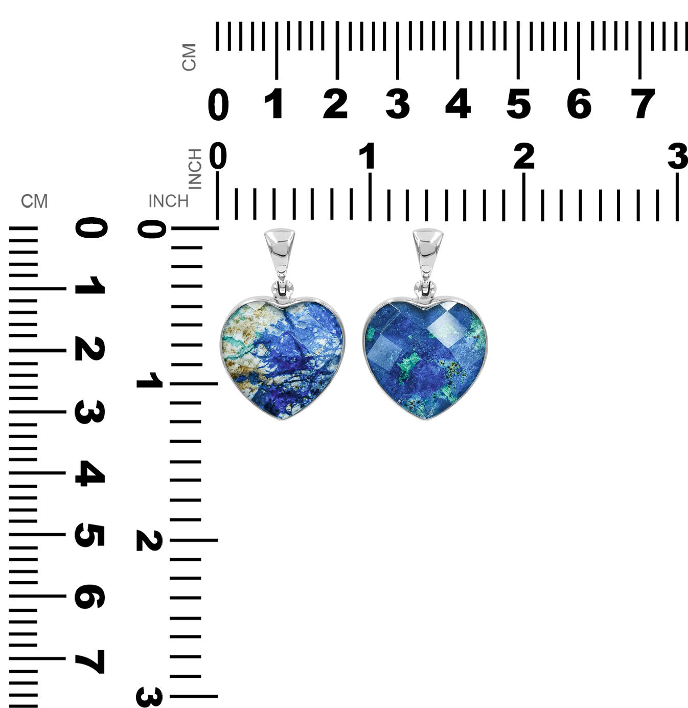 Starborn Faceted Azurite Malachite Heart Shaped Pendant with Quartz Doublet in Sterling Silver – RP - Regular Price