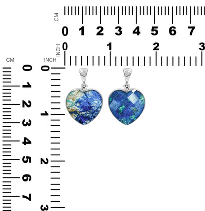 Starborn Faceted Azurite Malachite Heart Shaped Pendant with Quartz Doublet in Sterling Silver – RP - Regular Price