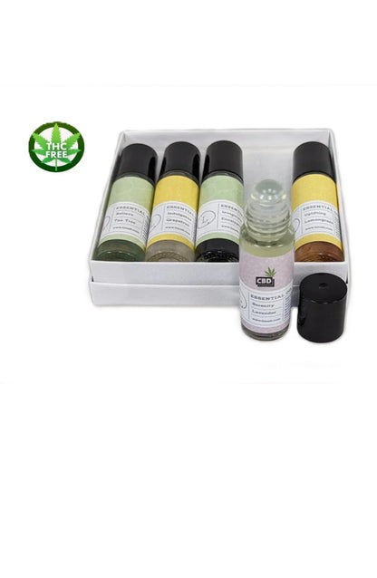 CBD Essential Oils Roll-On set with Crystals and CBD (THC free) – All Gifts
