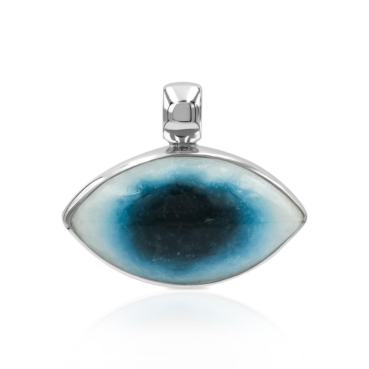 Starborn Blue Ice Glacierite Eye Shaped Pendant in Sterling Silver
