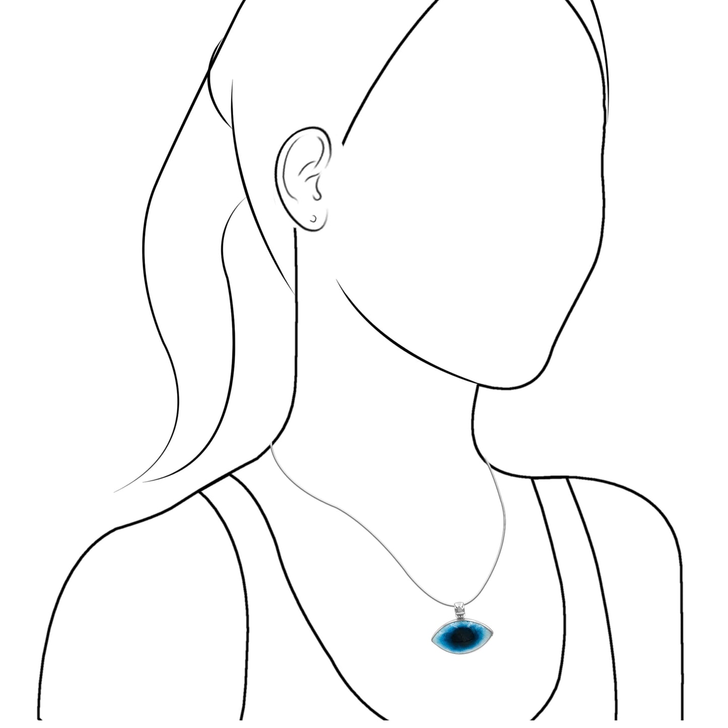 Starborn Blue Ice Glacierite Eye Shaped Pendant in Sterling Silver