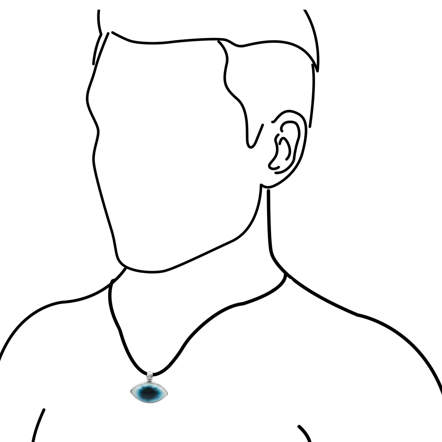 Starborn Blue Ice Glacierite Eye Shaped Pendant in Sterling Silver