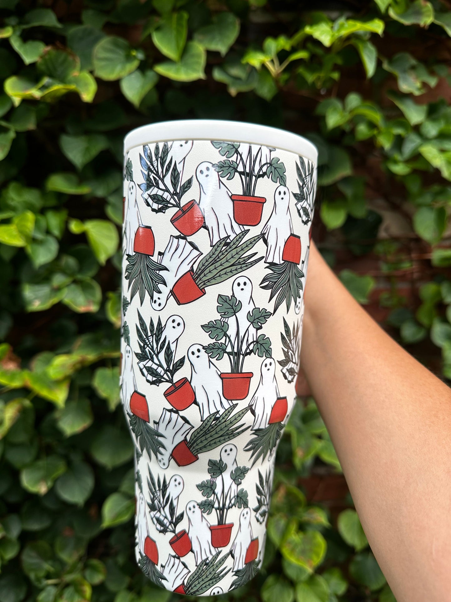 Potted Plants and Ghost Tumbler for Plant Lady, Plant Daddy and Halloween Lover - Drinkware - 32oz tumbler Bottle