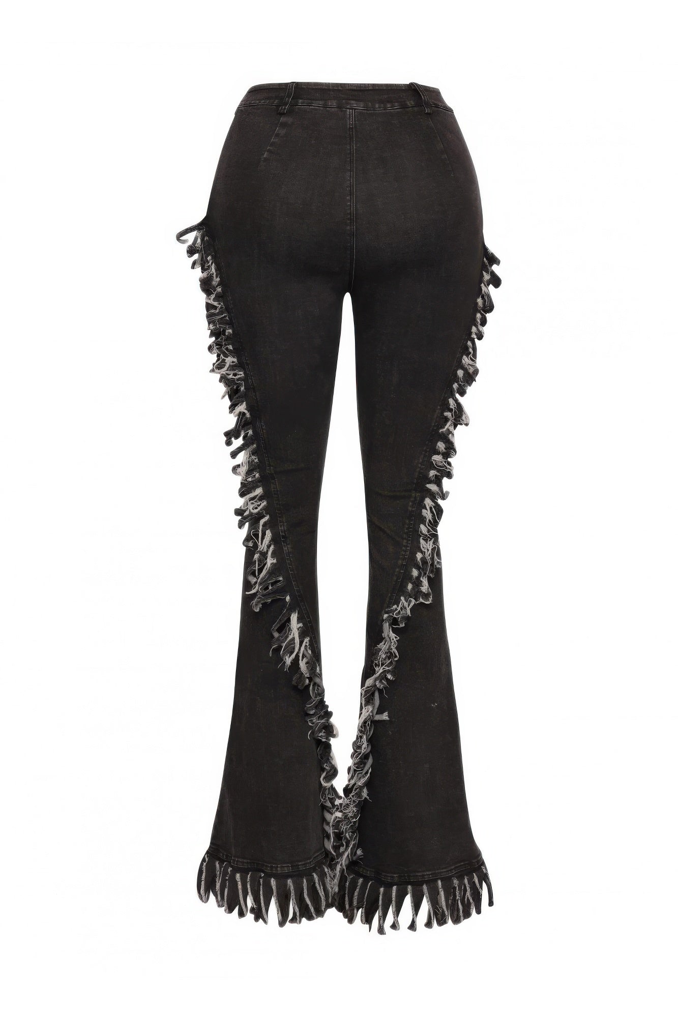 Distressed Fringe Denim Flared Pant –