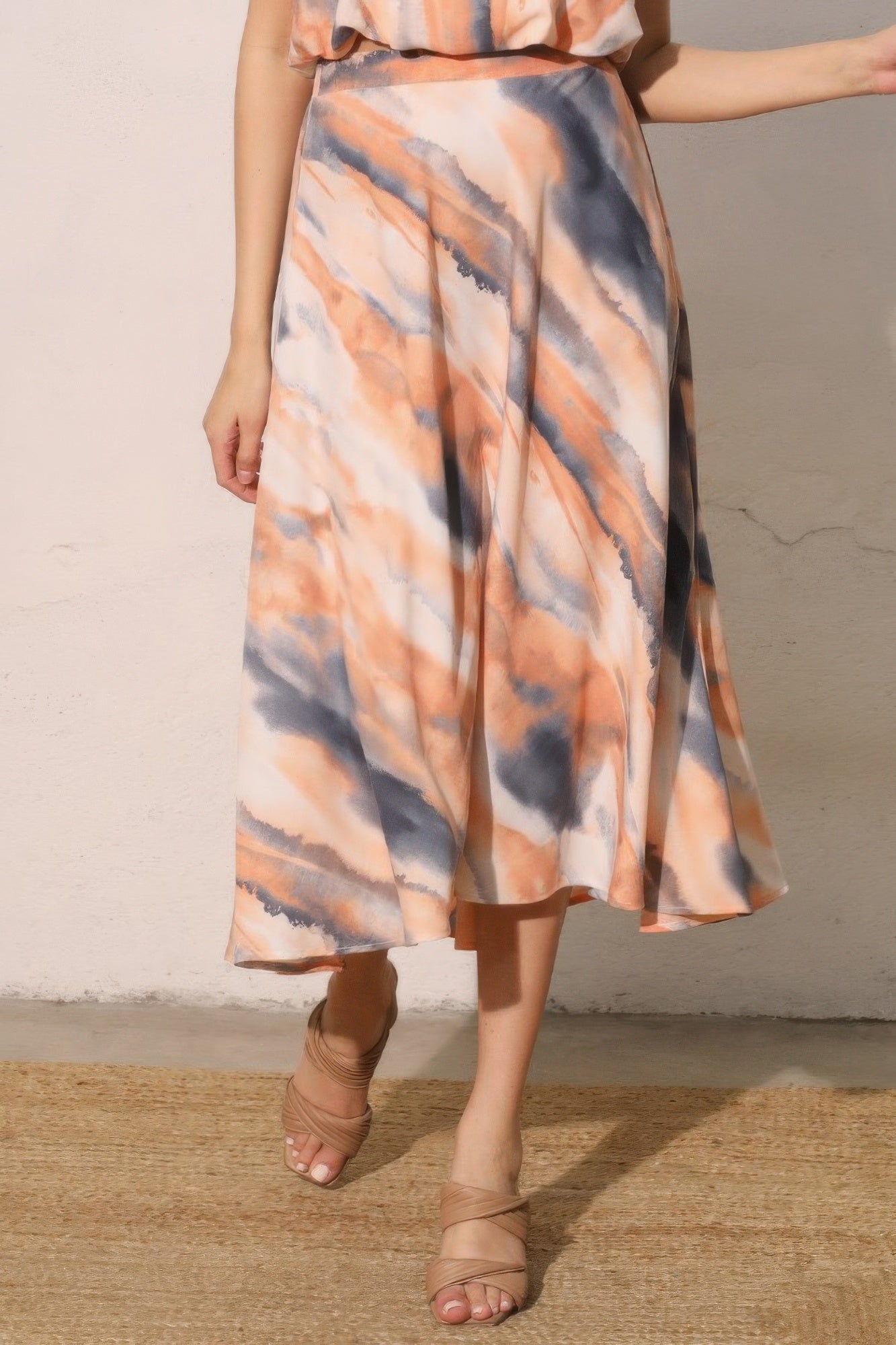 Cloud Tie Dye Midi Swing Skirt – L
