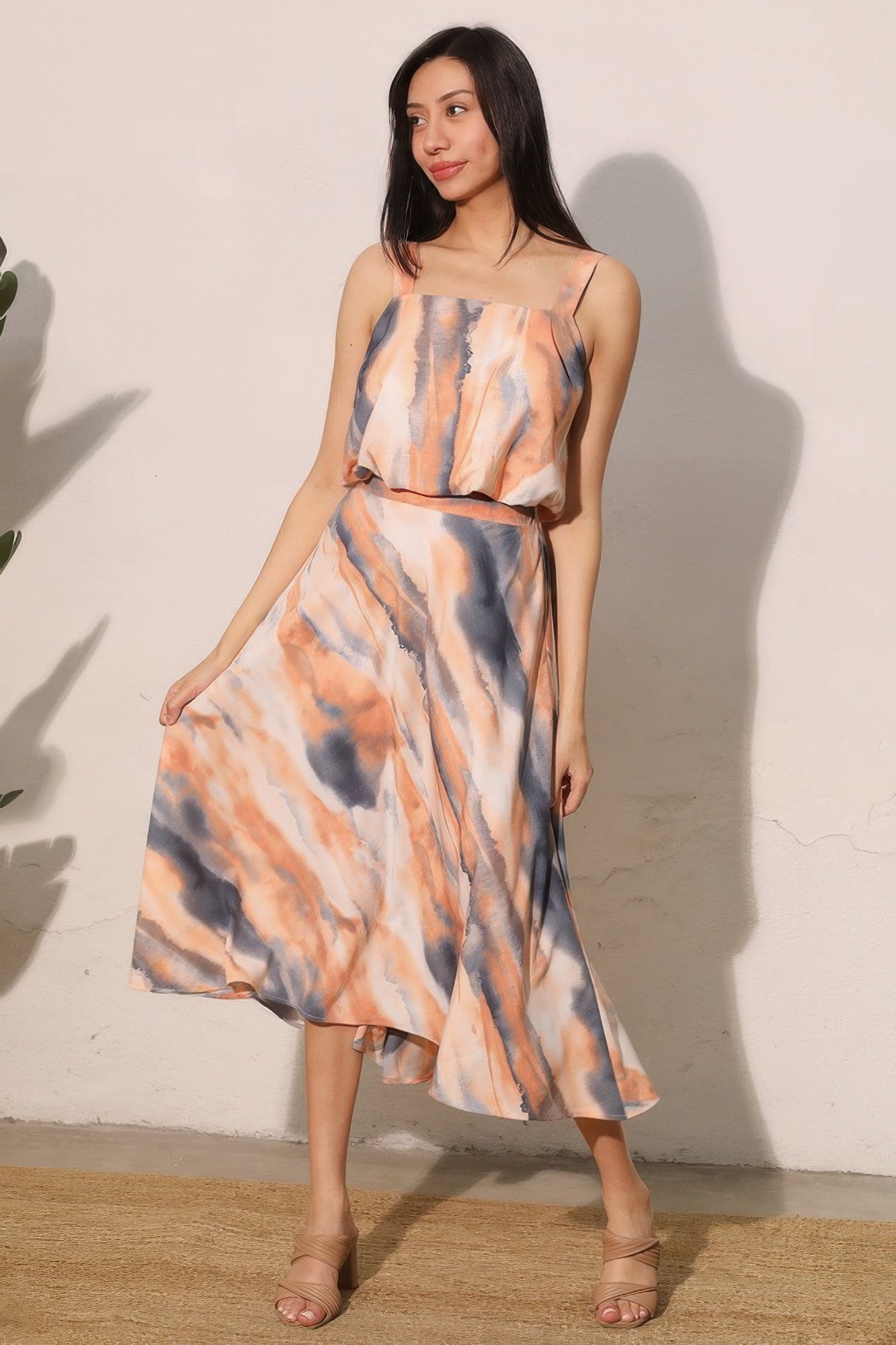 Cloud Tie Dye Midi Swing Skirt –