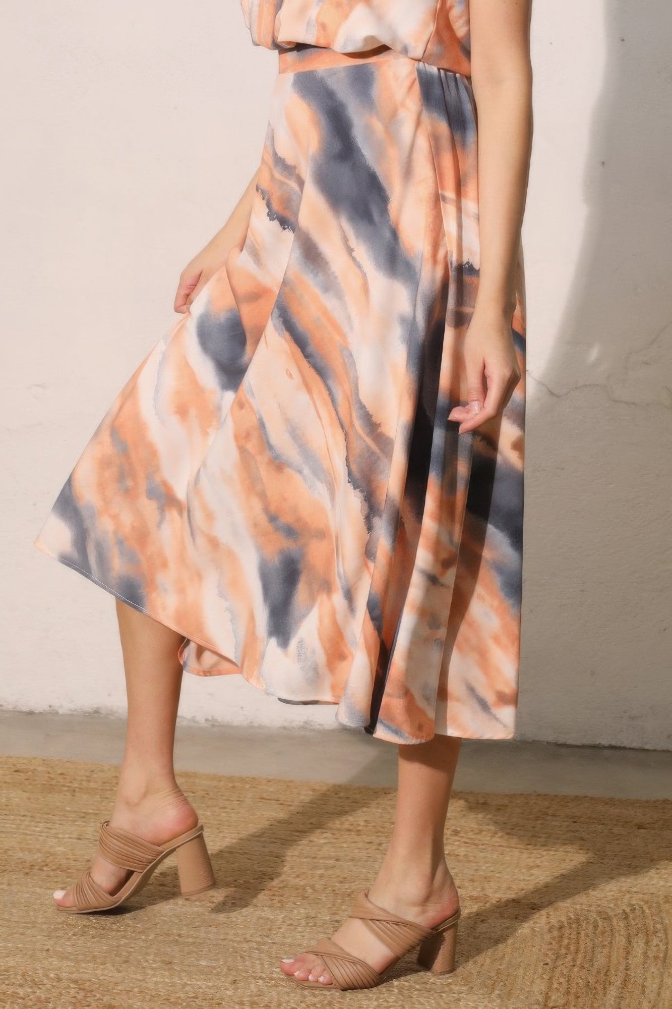 Cloud Tie Dye Midi Swing Skirt –