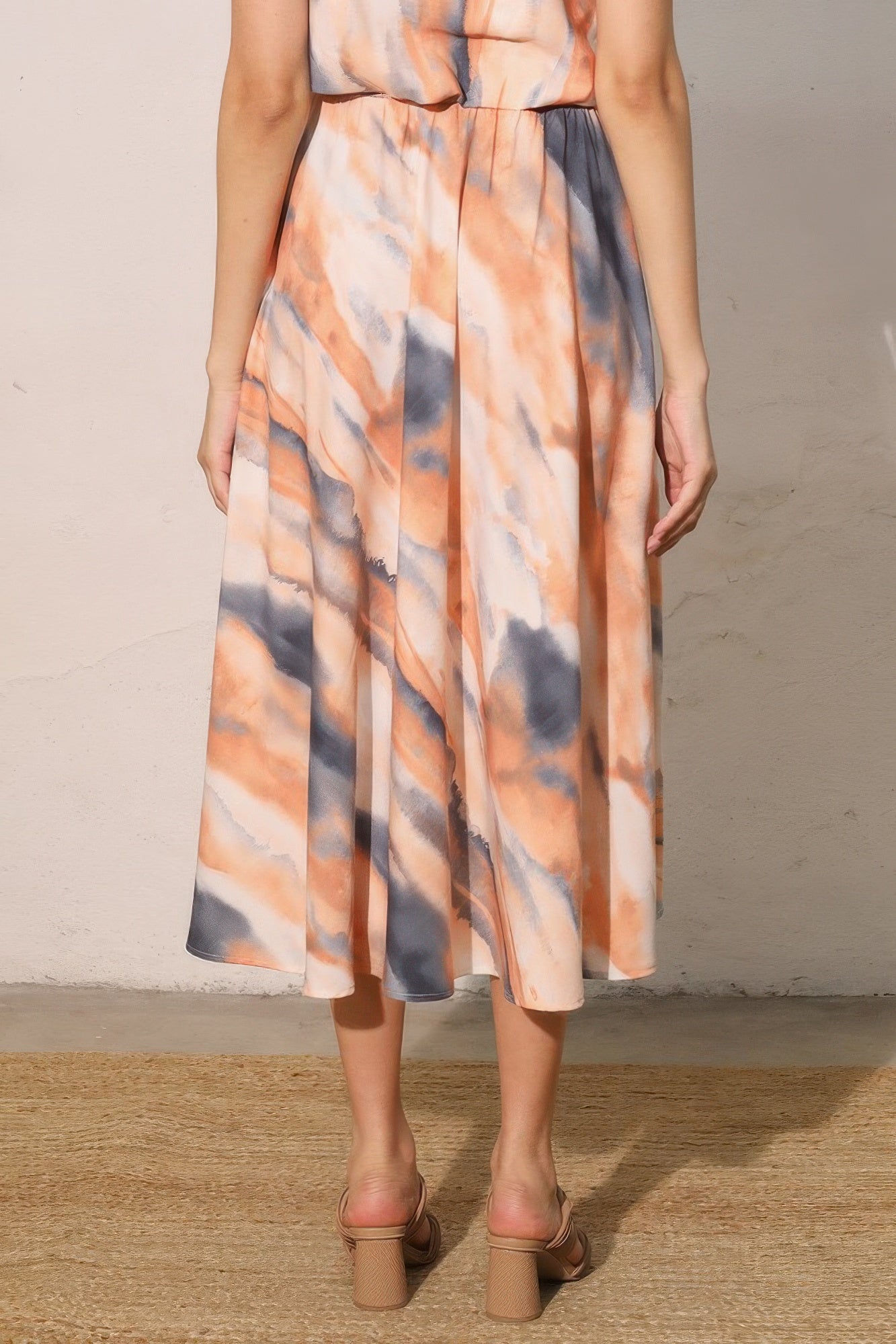 Cloud Tie Dye Midi Swing Skirt –
