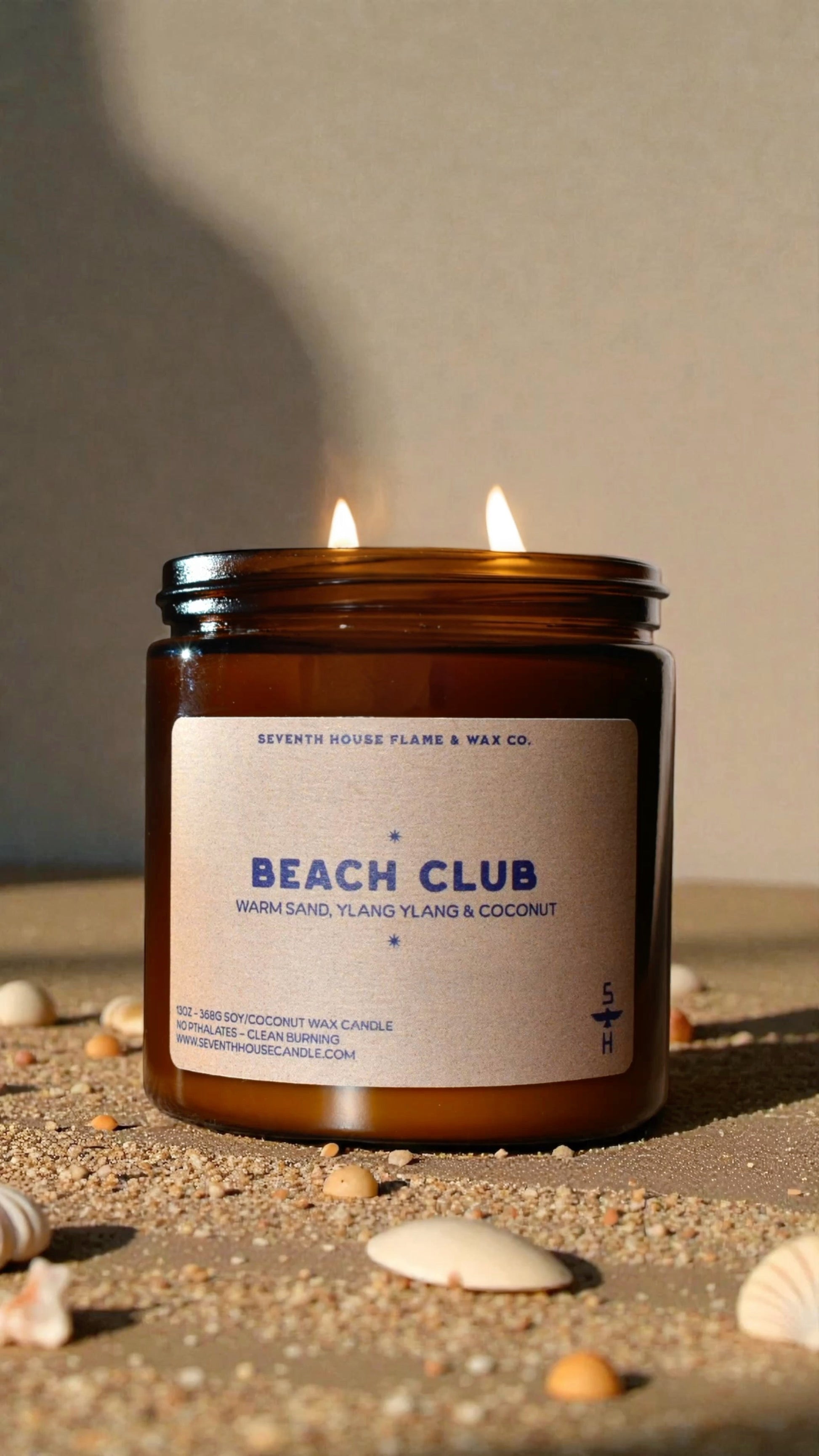 Tropical Coconut Amber Candle | Warm Beach Vacation Scent –