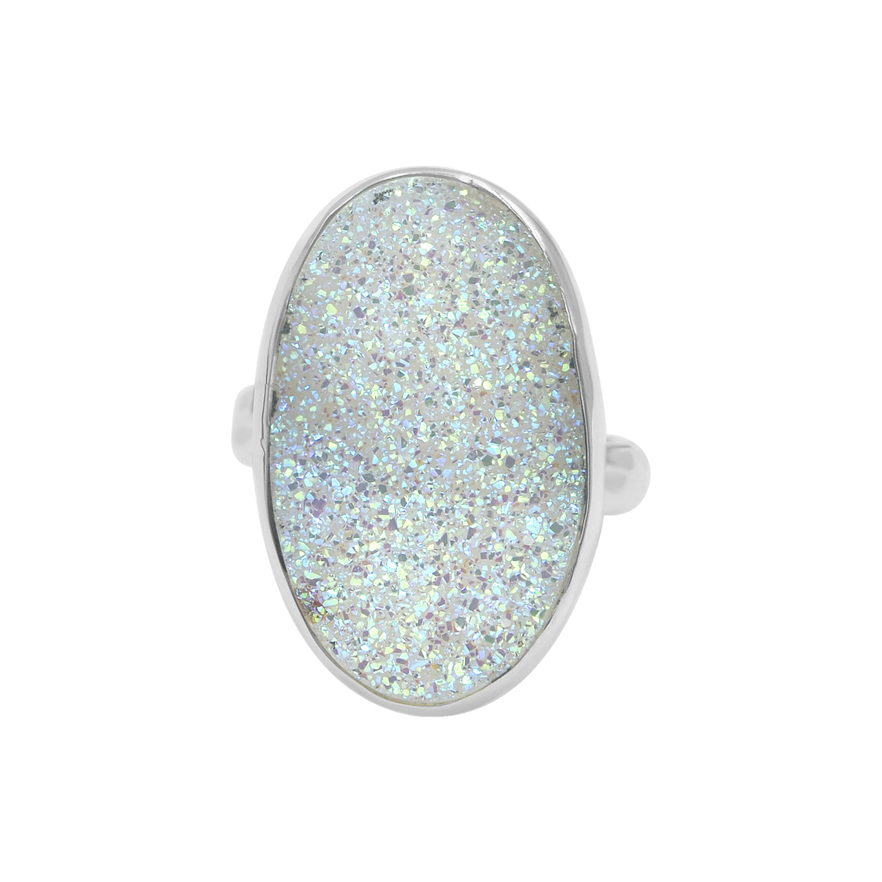 Starborn Iridescent Quartz Drusy Oval Ring in Sterling Silver – RP - Regular Price