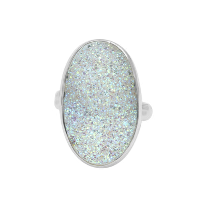 Starborn Iridescent Quartz Drusy Oval Ring in Sterling Silver – RP - Regular Price