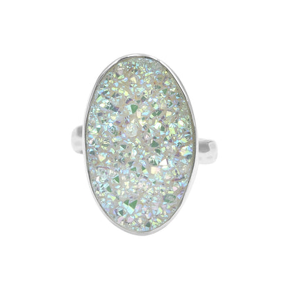 Starborn Iridescent Quartz Drusy Oval Ring in Sterling Silver – RP - Regular Price