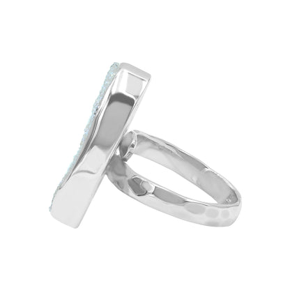 Starborn Iridescent Quartz Drusy Oval Ring in Sterling Silver – RP - Regular Price