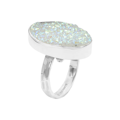 Starborn Iridescent Quartz Drusy Oval Ring in Sterling Silver – RP - Regular Price
