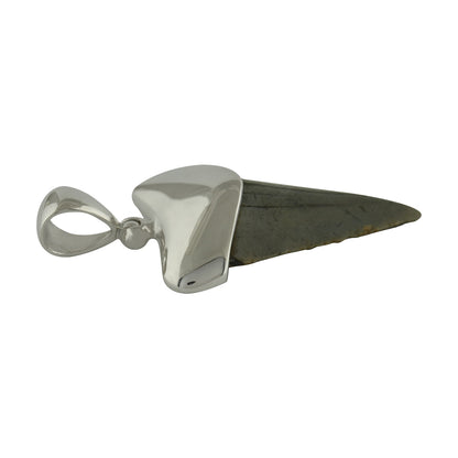 Starborn Fossil Shark Tooth Cap Setting Pendant in Fine Sterling Silver