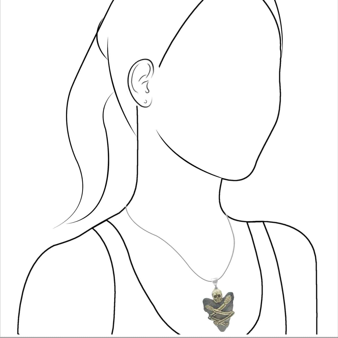 Starborn Fossil Shark Tooth Pendant with Decorative Skeleton Carving