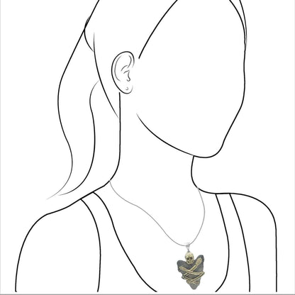 Starborn Fossil Shark Tooth Pendant with Decorative Skeleton Carving