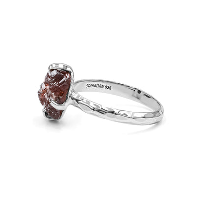 Starborn Garnet Crystal Prong Set Ring in Sterling Silver