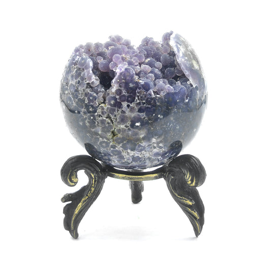 Starborn Grape Chalcedony Display Sphere with Brass Stand – Medium RP - Regular Price