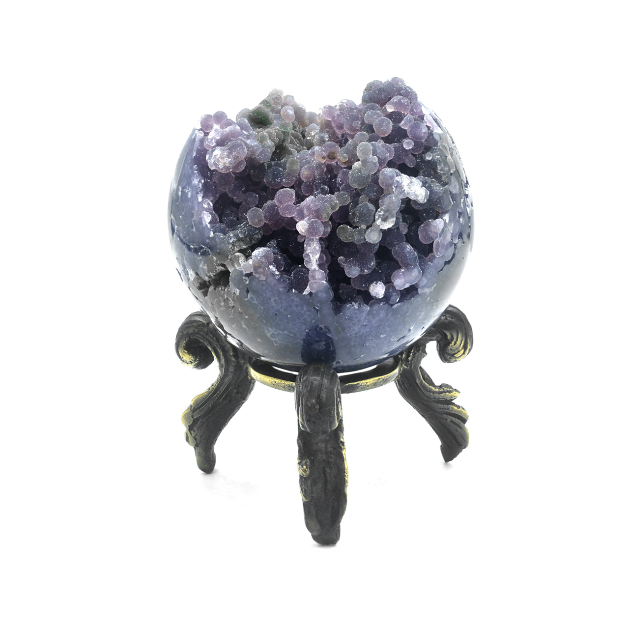 Starborn Grape Chalcedony Display Sphere with Brass Stand – RP - Regular Price