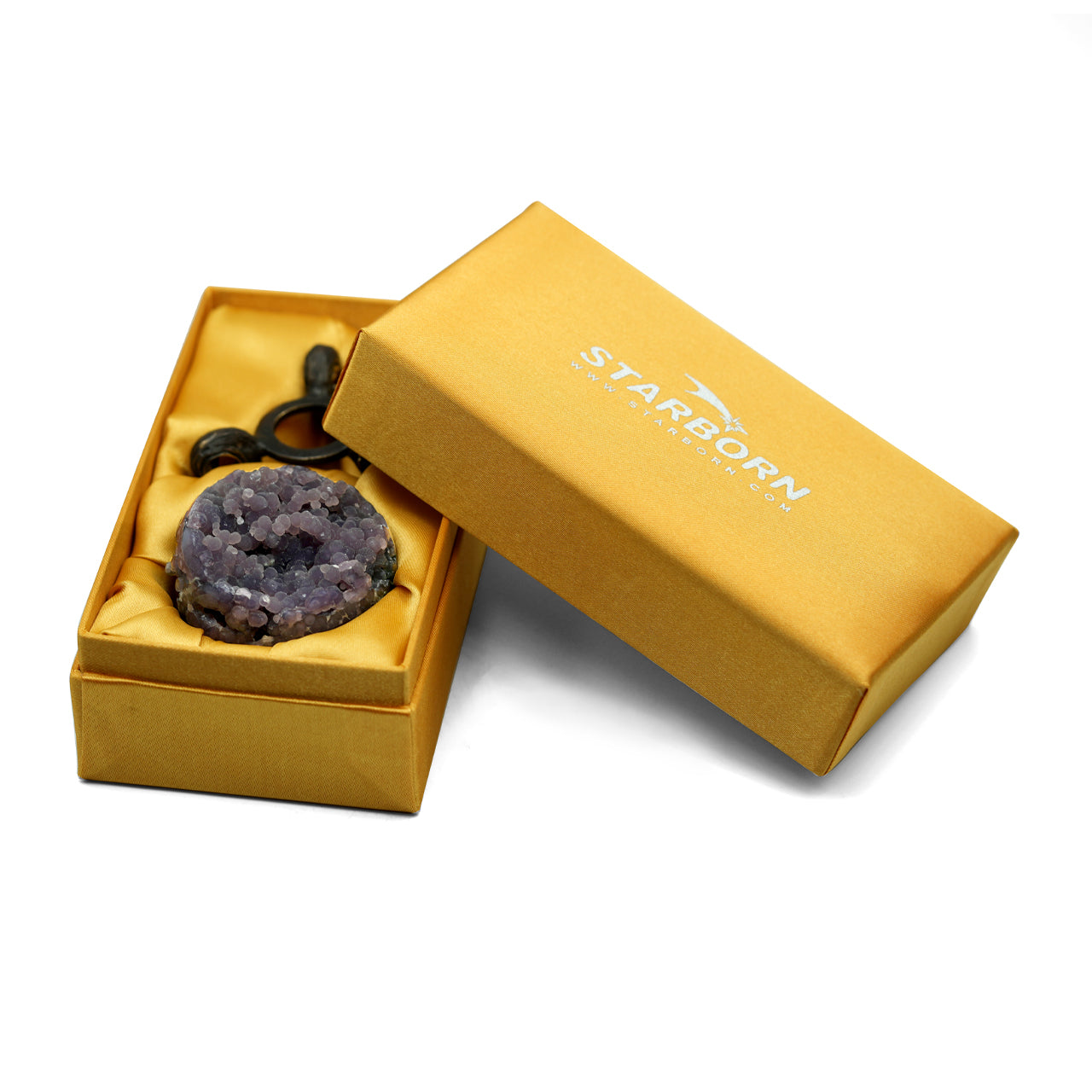 Starborn Grape Chalcedony Display Sphere with Brass Stand – RP - Regular Price