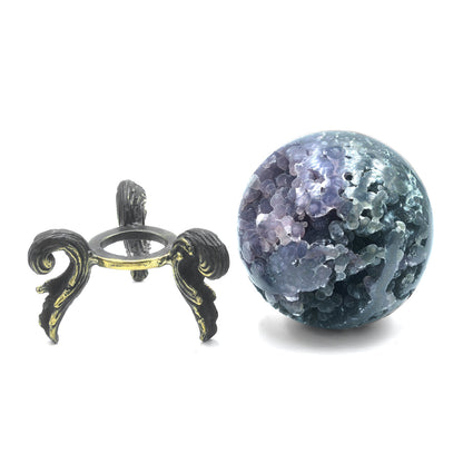 Starborn Grape Chalcedony Display Sphere with Brass Stand – RP - Regular Price