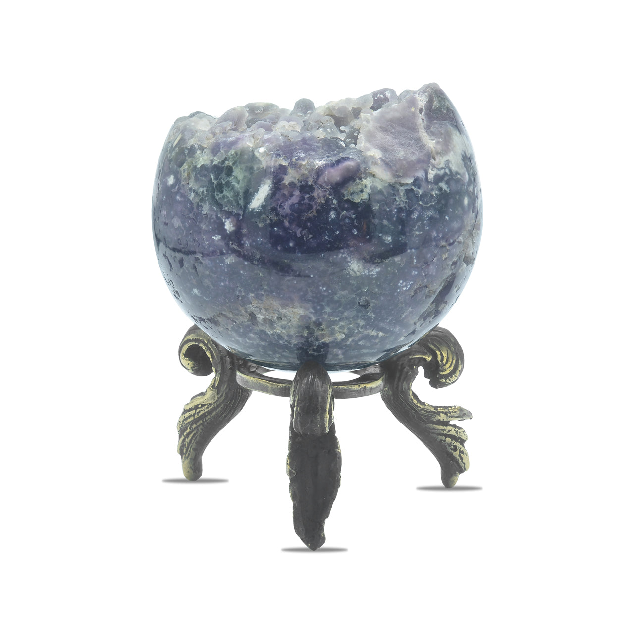 Starborn Grape Chalcedony Display Sphere with Brass Stand – Large RP - Regular Price