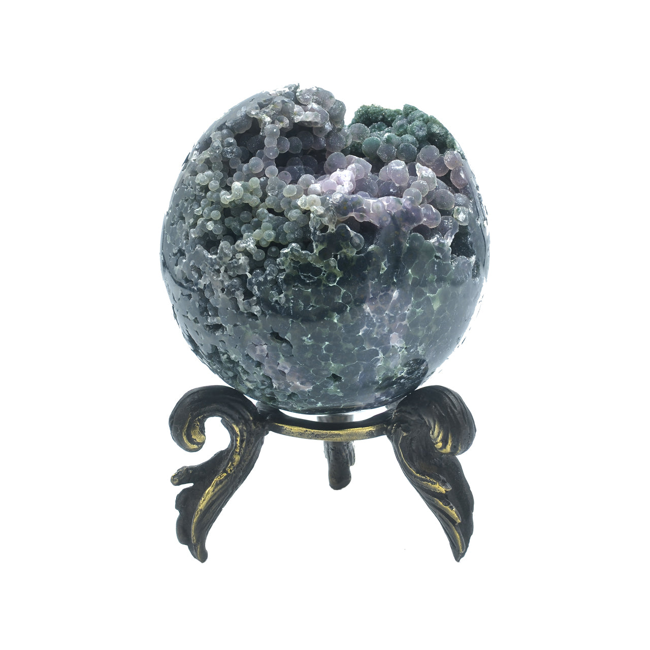 Starborn Grape Chalcedony Display Sphere with Brass Stand – RP - Regular Price