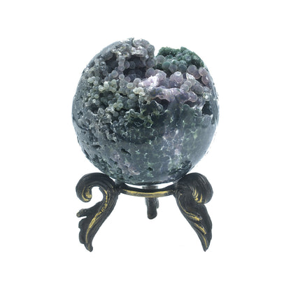 Starborn Grape Chalcedony Display Sphere with Brass Stand – RP - Regular Price