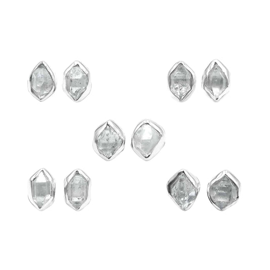 Herkimer Diamond Sterling Silver Post Earrings Set of 5 pairs