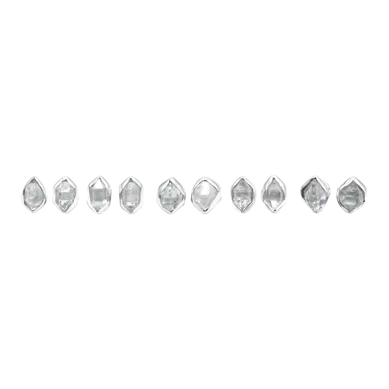 Herkimer Diamond Sterling Silver Post Earrings Set of 5 pairs