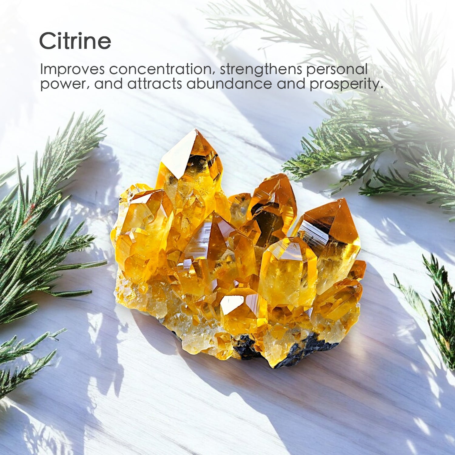Herbal Tranquility Crystal Candle with Citrine | Coconut-Soy Wax Candle, 9oz – Crystal Candle