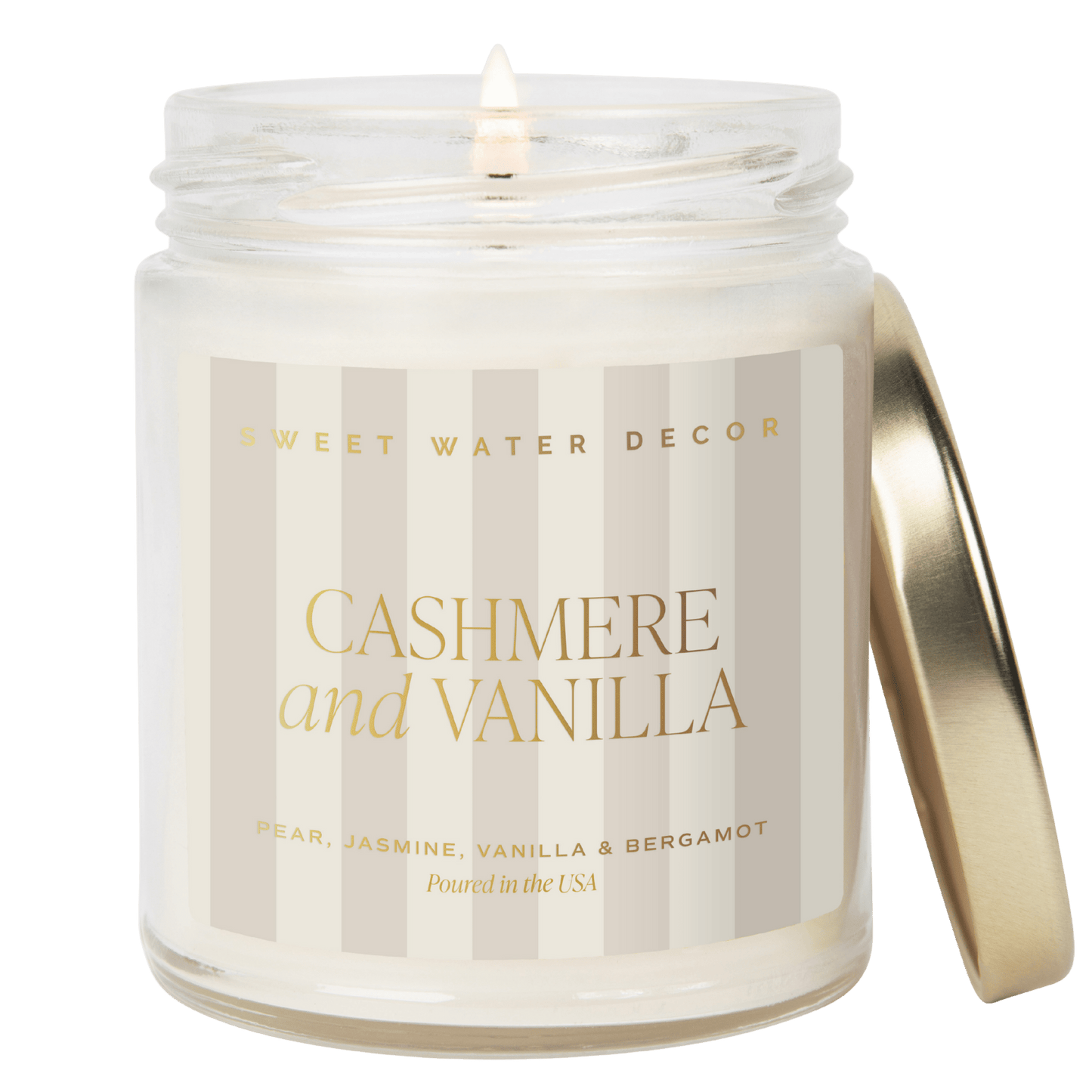 Cashmere and Vanilla Soy Patterned Candle - Clear Jar - 9 oz – Candles