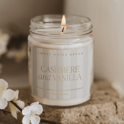 Cashmere and Vanilla Soy Patterned Candle - Clear Jar - 9 oz – Candles
