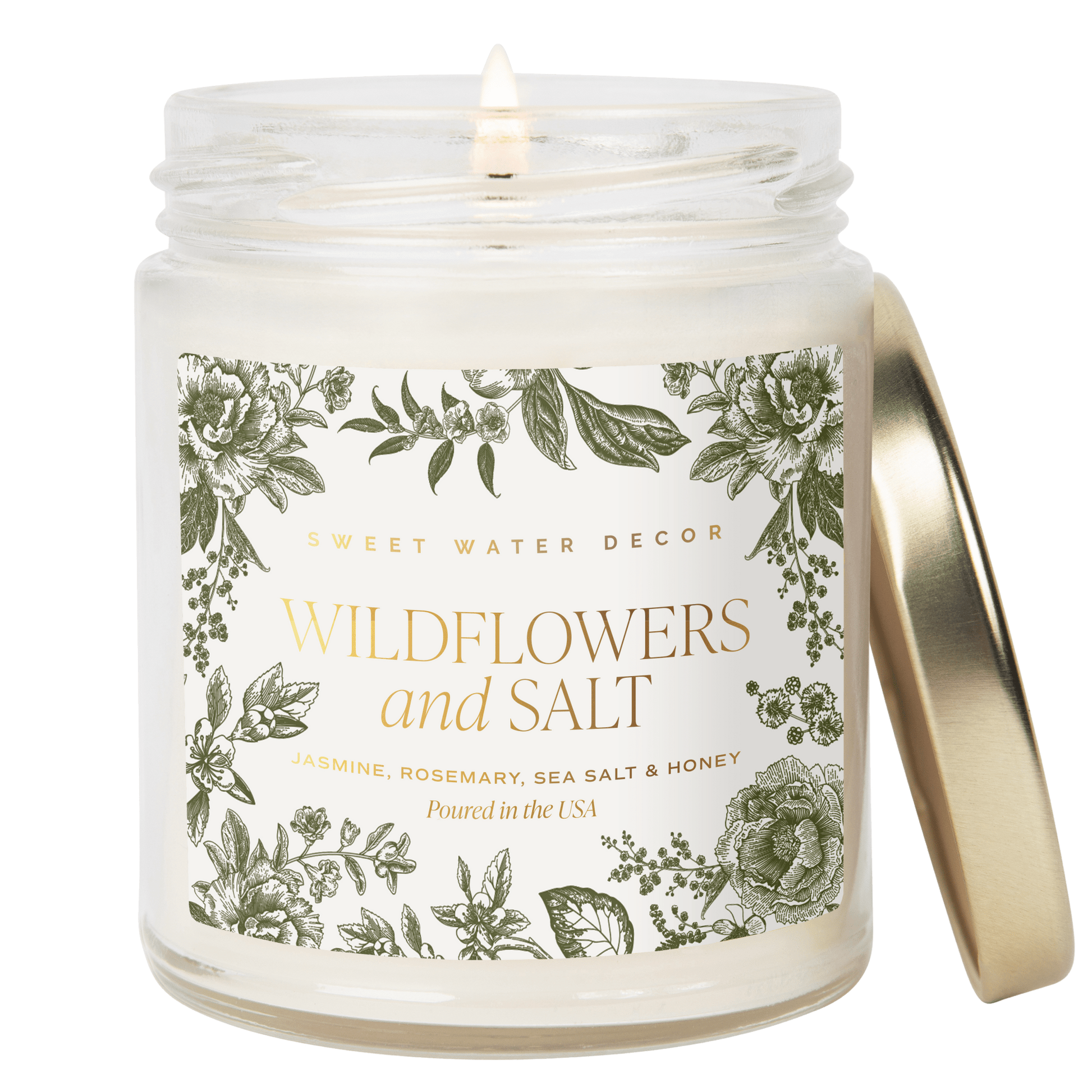 Wildflowers and Salt Soy Candle - Natural Floral Scented - 9 oz – Candles