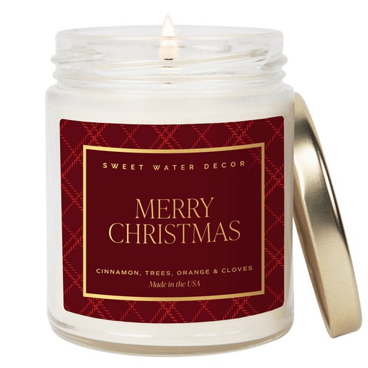 Merry Christmas Soy Candle - 9 oz Clear Jar (Christmas)